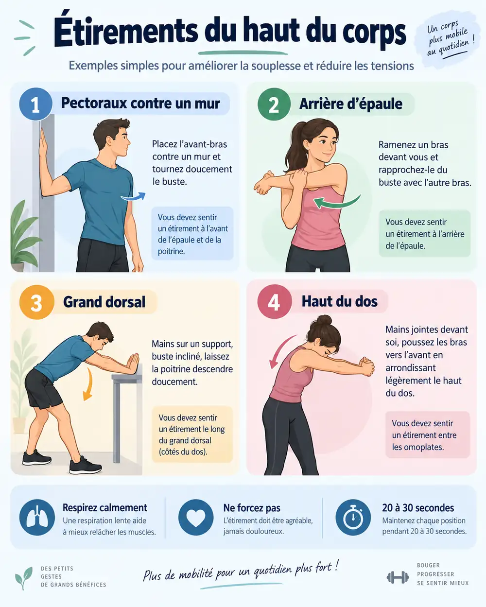 etirements du haut du corps