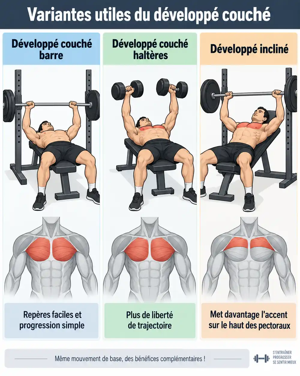 variantes developpé couché