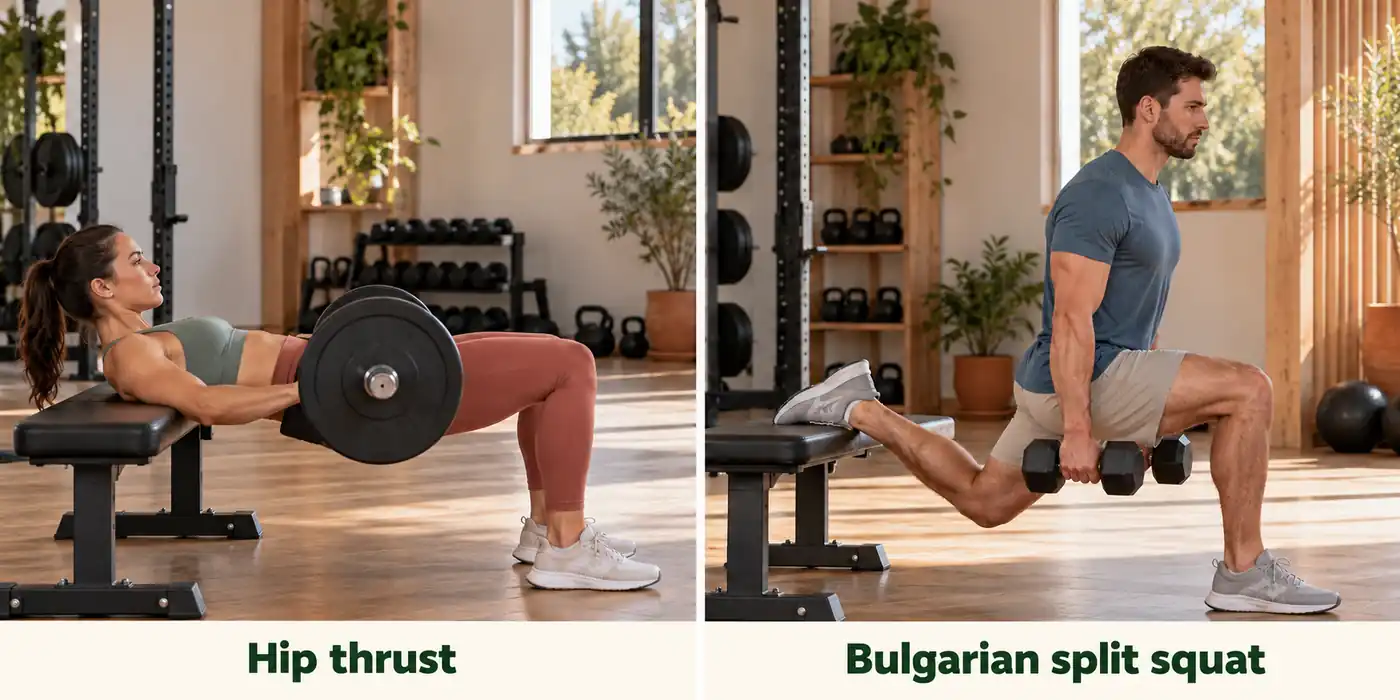 hip-thrust et bulgarian split squat