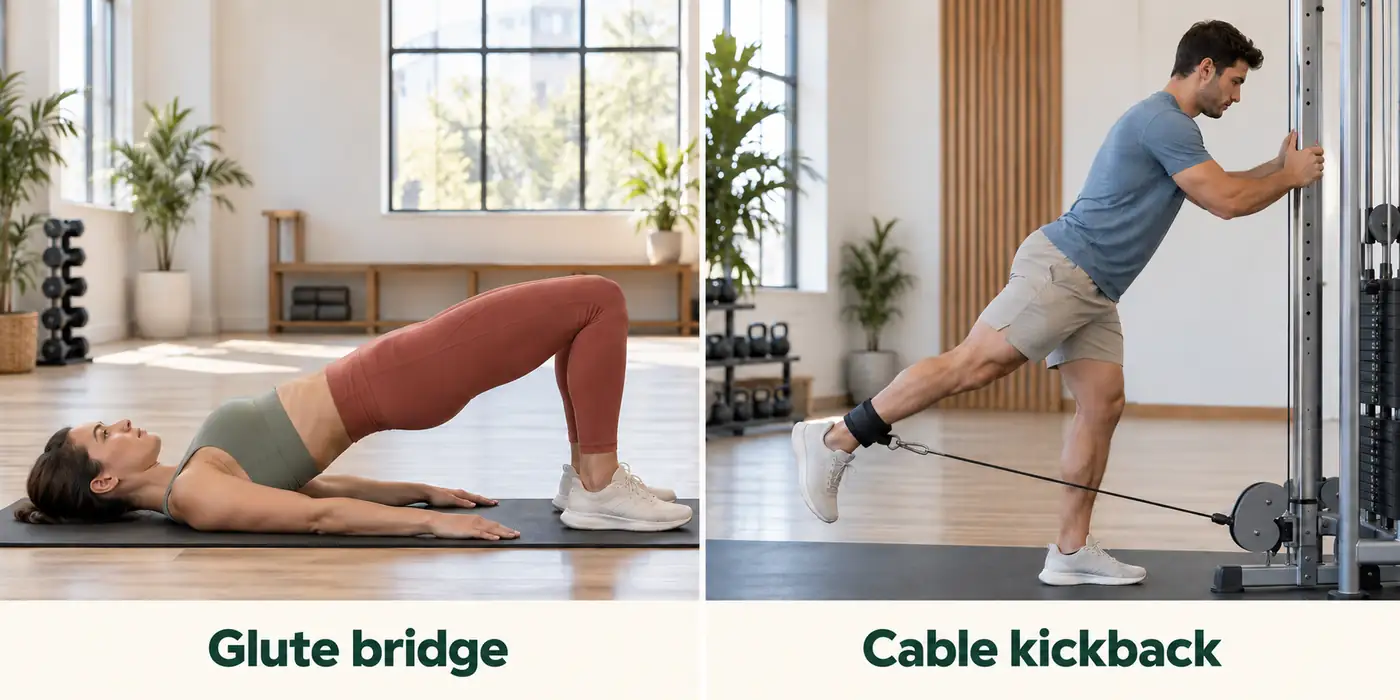 glute bridge cable kickback