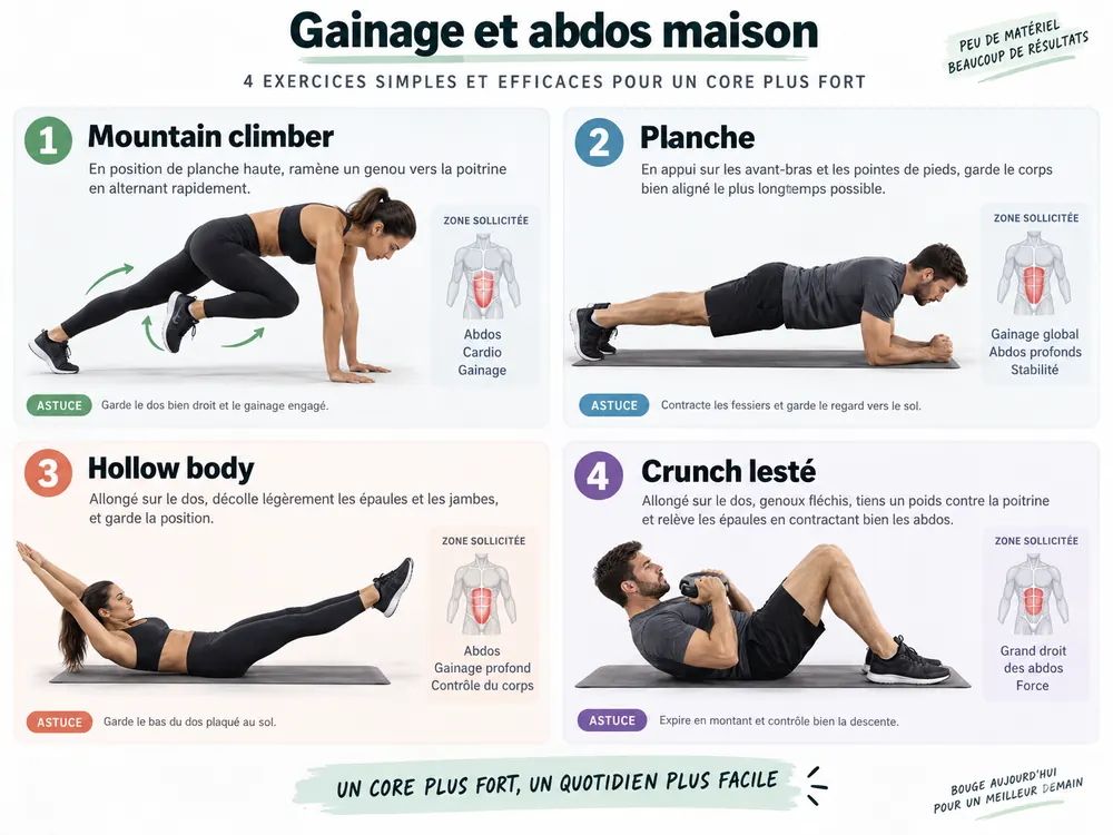 gainage abdos maison